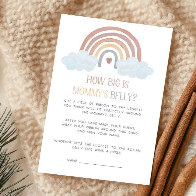 Boho Ray of Sunshine How Big Is Mommy's Belly Game (Boho Rainbow Baby Shower How Big Is Mommy's Belly Game)
