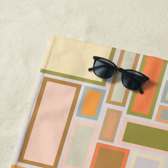 Boho Rectangles  Beach Towel (In Situ)