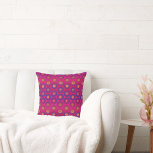 BoHo red and purple throw pillow