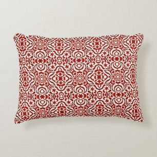 Boho Red Floral Damask Seamless Pattern Design Accent Pillow
