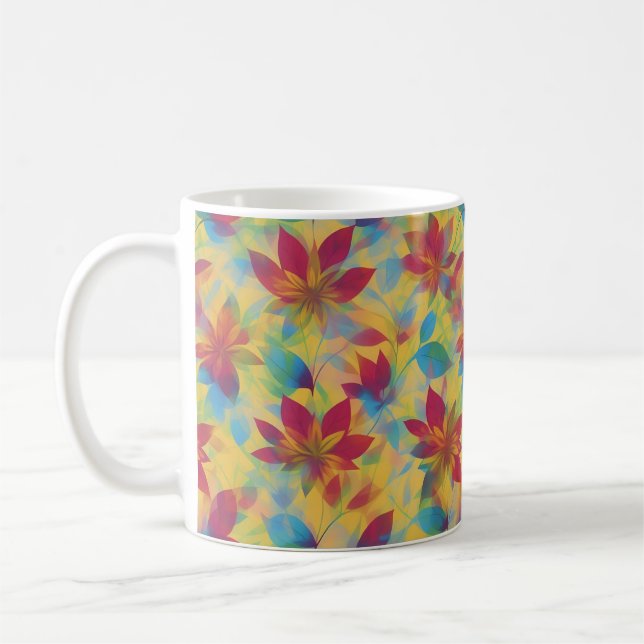 BOHO Red Floral Design  Coffee Mug (Left)