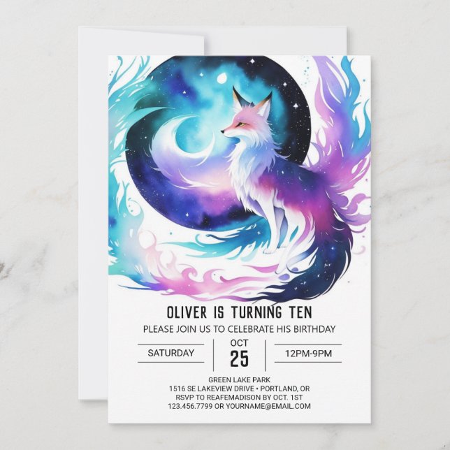 Boho Red Fox Adventure Birthday Invitation (Front)
