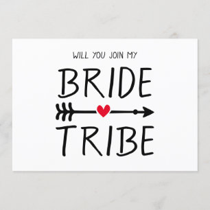 Boho Red Heart Arrow Will You Join My Bride Tribe Invitation