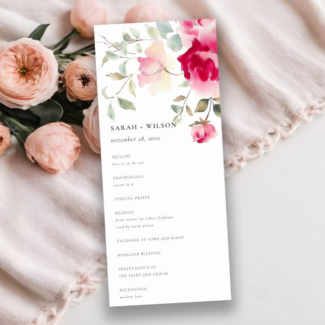 Boho Red Rose Fleurs Programme de mariage (Créateur téléchargé)