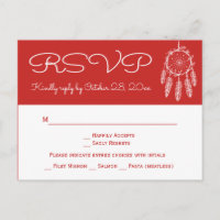 Boho Red RSVP Native American Dreamcatcher Wedding