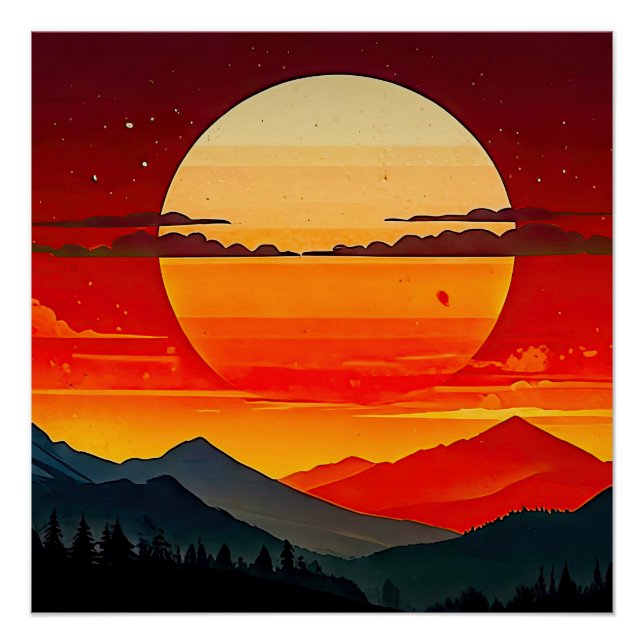 BOHO RED SUNSET POSTER (Front)