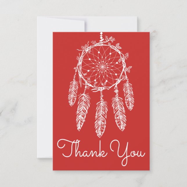 Boho Red Thank You Dream Catcher Native American (Front)