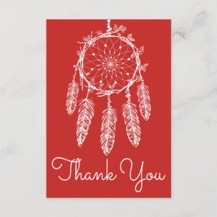 Boho Red Thank You Dream Catcher Native American Card