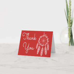 Boho Red Thank You Dream Catcher Native American Card