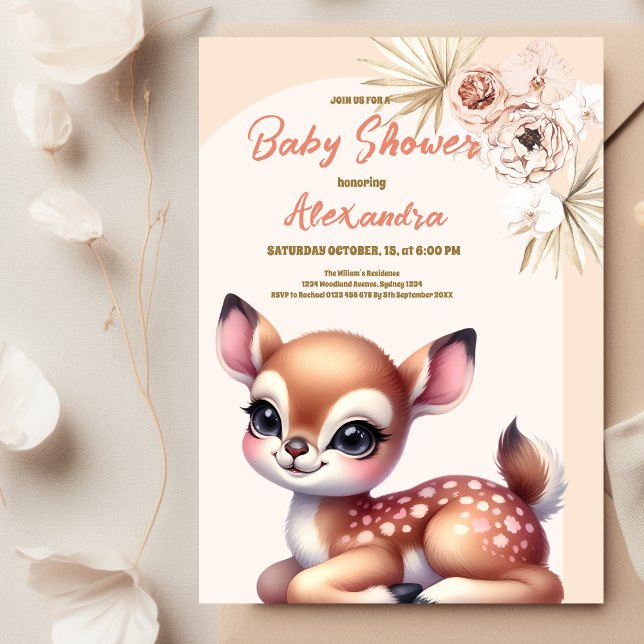 Boho reindeer Safari Animals Baby Shower Invitation (Creator Uploaded)