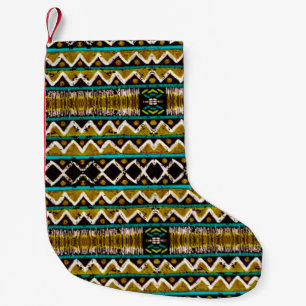 Boho repeat. Geometric seamless embroidery. Decora Small Christmas Stocking