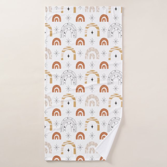 Boho rétro arc-en-ciel art lune étoiles (Serviette de bain)