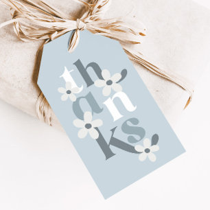 Boho Retro Blue Daisy Birthday Favour Gift Tags