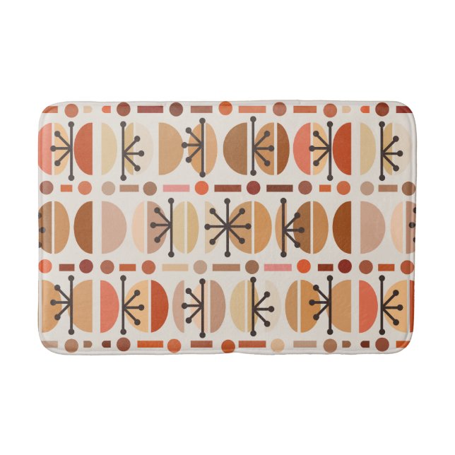 Boho Retro Bowls Lines Earth Tones Bath Mat (Front)