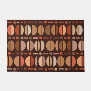 Boho Retro Bowls Pattern Dark Earth Tones Doormat