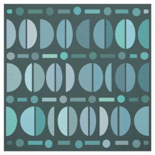 Boho Retro Bowls Pattern Teal Fabric