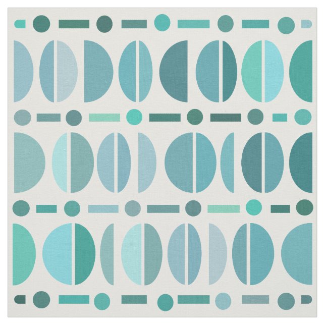 Boho Retro Bowls Pattern Turquoise Fabric (Swatch)