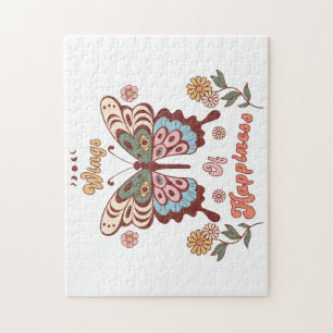 Boho Retro Butterfly Wings Jigsaw Puzzle