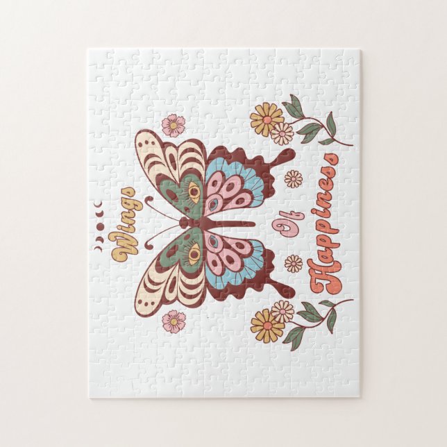 Boho Retro Butterfly Wings Jigsaw Puzzle (Vertical)
