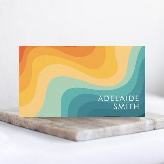 Boho Retro Classic Color Wave Minimalist  Business Card
