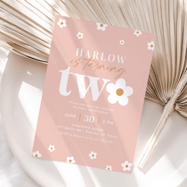 Boho Retro Daisy 2nd Birthday Invitation (Creator Uploaded)
