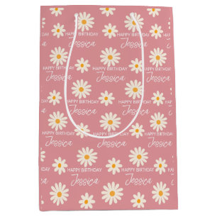 Boho retro desert daisy personalized birthday  medium gift bag