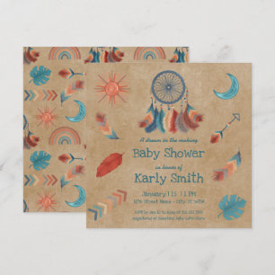Boho Retro Dreamcatcher Baby shower Invitation