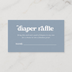 Boho Retro Dusty Blue Diaper Raffle Enclosure Card