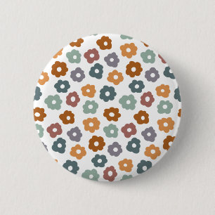 Boho Retro Earthy Florals and Botanical Charm 2 Inch Round Button