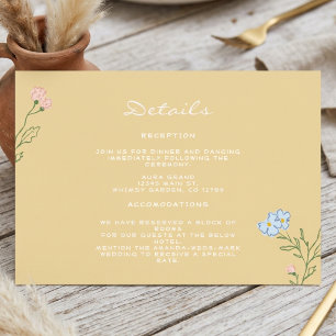 Boho Retro Floral Groovy Bold Classic Wedding Enclosure Card