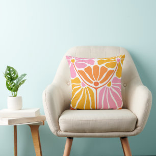 Boho Retro Floral Pattern Throw Pillow