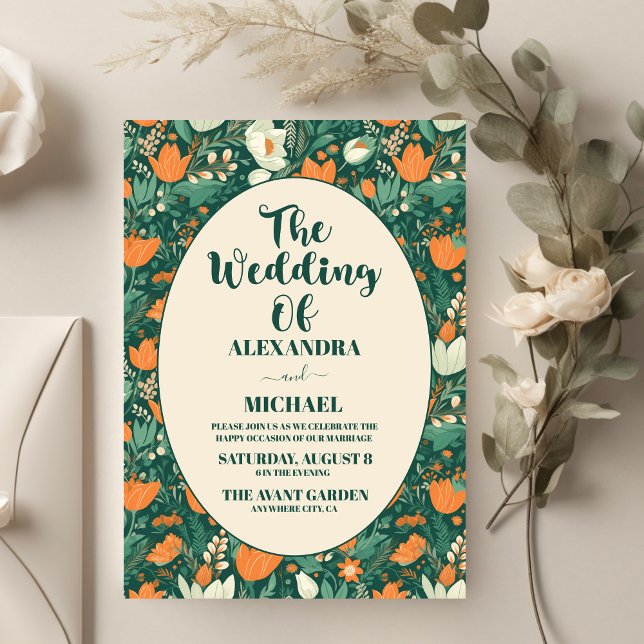Boho Retro Floral Wedding  Invitation (Creator Uploaded)