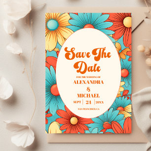 Boho Retro  Floral Wedding Save The Date