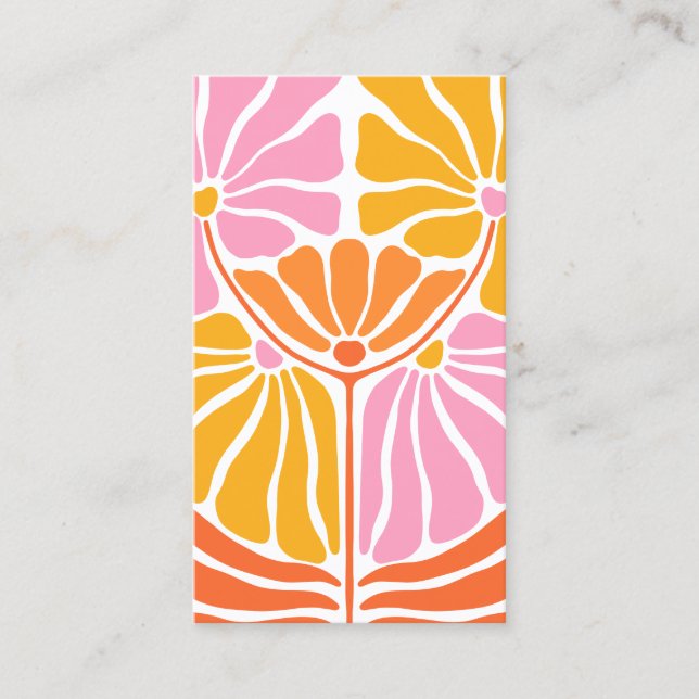 Boho retro Flower Pattern  Business Card (Front)
