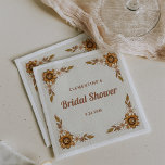 Boho Retro Flowers | Bridal Shower Napkin<br><div class="desc">These trendy bridal shower napkins feature a frame of stylish retro flowers and leaves in vintage neutral colours like brown,  beige,  gold,  olive green,  and ivory cream with retro style text.</div>