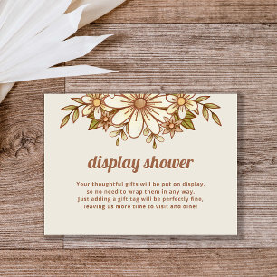 Boho Retro Flowers Display Shower Unwrapped Gift Enclosure Card