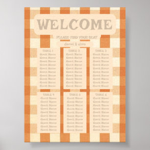 Boho Retro Groovy Colourful Wavy Wed Seating Chart