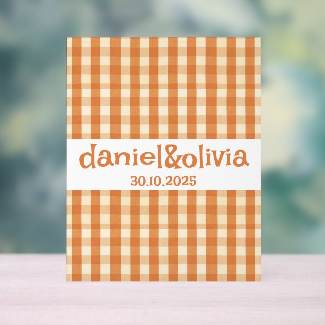 Boho Retro Groovy Colourful Wavy Wedding Acrylic Sign (Neutral)