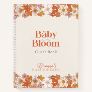 Boho Retro Groovy Floral Baby Shower Guest Book