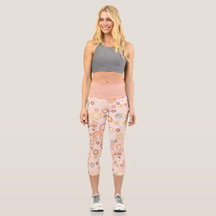 boho retro hippie groovy pastel  capri leggings