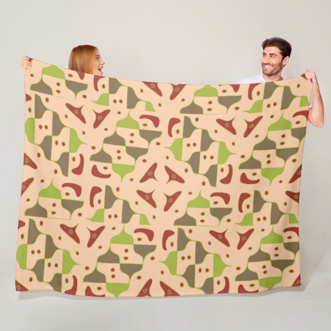 Boho Retro Modern Graphic Fleece Blanket (In Situ)