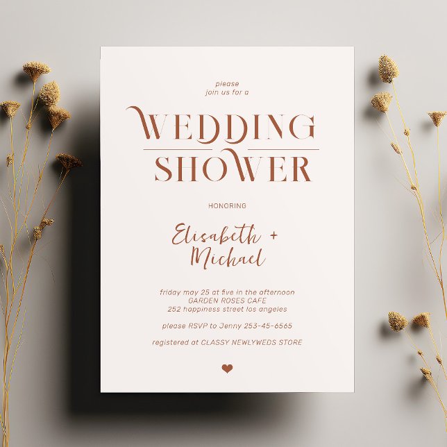 Boho retro neutral wedding couples shower invitation (Creator Uploaded)