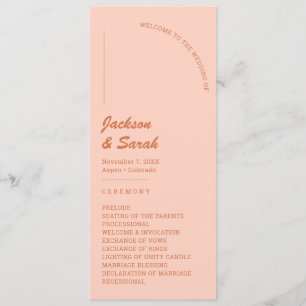 Boho Retro Orange Wedding  Program