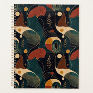 Boho Retro Organic Shapes in Navy Teal Terracotta Planner