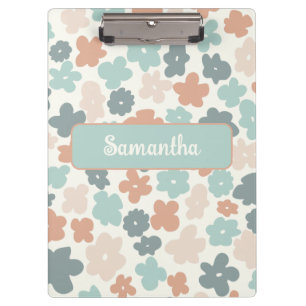Boho retro pastel flower print  clipboard