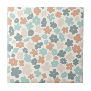 Boho retro pastel flower print tile