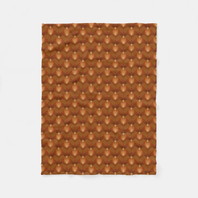 Boho Retro Pattern in 70s Style Fleece Blanket (Front)
