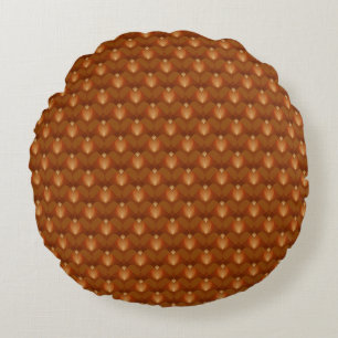 Boho Retro Pattern in 70s Style Round Pillow