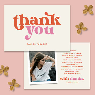  Boho Retro Photo Graduation Thank You Card