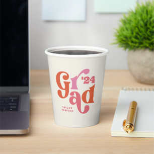  Boho Retro Pink And Orange Graduation Cup